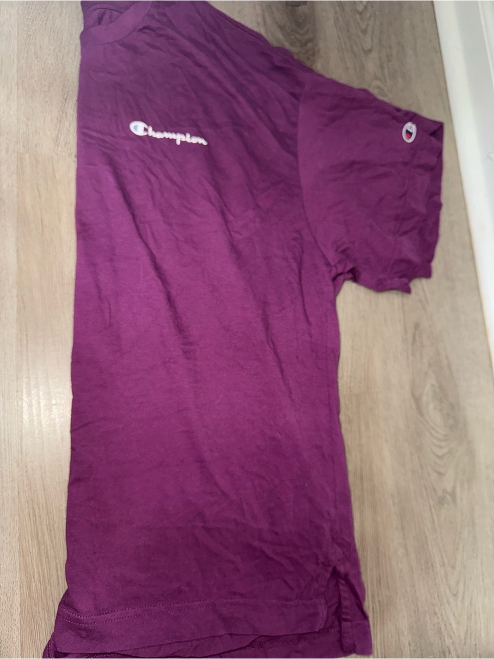 Champion Short Sleeve Tee with Embroidered Logo in Purple
